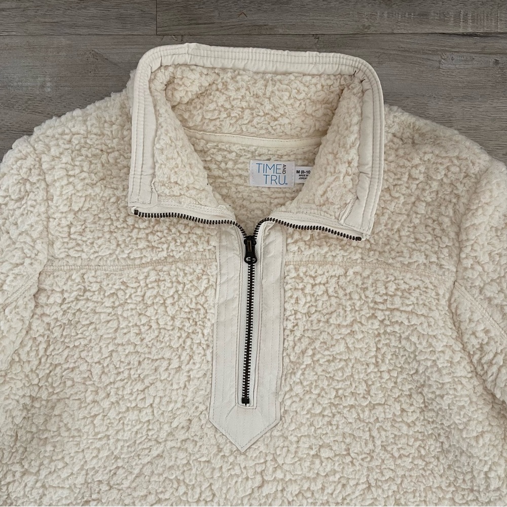 Cream Sherpa Pullover size Medium - Picture 3 of 14
